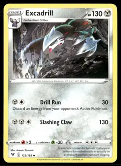 2020 Vivid Voltage Set Pokemon Card 122 Excadrill NM - Image 1