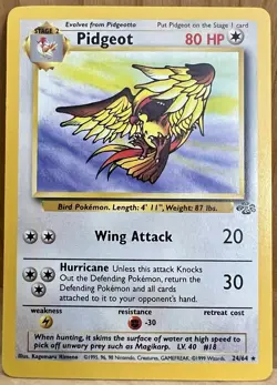 Pidgeot Pokemon TCG Jungle Set Unlimited 24/64 Rare Non-Holo 1999 LP - Image 1