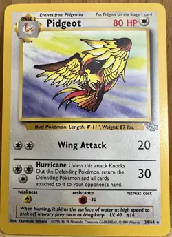 Pidgeot Pokemon TCG Jungle Set Unlimited 24/64 Rare Non-Holo 1999 LP - Image 2