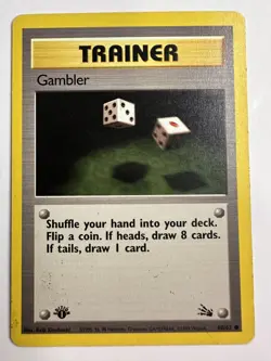 Gambler 1st Edition Fossil 60/62 WOTC Vintage Pokemon 1999 LP - Image 1