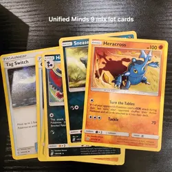 Bulk Of Pokemon Unified Minds Pokemon Cards, 9 Cards Mix Lot - Image 1