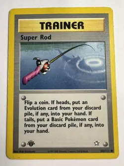 Pokemon Cards: Neo Genesis 1st Edition Common: Super Rod 103/111 LP - Image 1