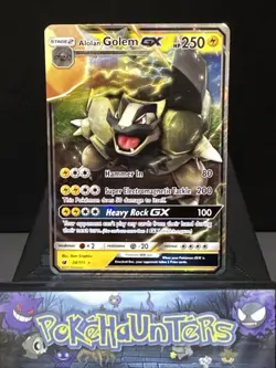 Pokemon Card Alolan Golem GX 34/111 Crimson Invasion Half Art Holo Rare NM - Image 1