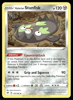 2020 Vivid Voltage Set Pokemon Card 125 Galarian Stunfisk NM - Image 1