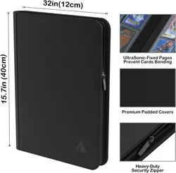 Ringless 9-Pocket Toploader Binder with Zippered Closure for Safe Card Storage - Image 4