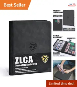Black Faux Leather Card Binder with 12 Double-Sided Pages for Collectors - Image 1