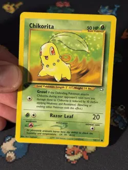 Pokemon Card Chikorita 54/111 Neo Genesis FIRST EDITION - (LP+) - Image 2