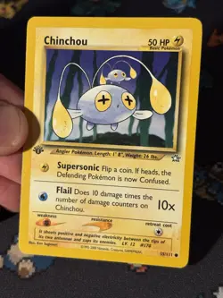 Pokemon Card Chinchou 55/111 Neo Genesis FIRST EDITION - (NM-) - Image 2