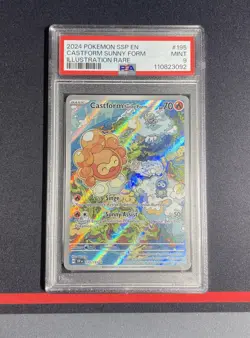 Pokemon Card PSA 9 Castform Sunny Form 195/191 Illustration Rare Surging Sparks - Image 1