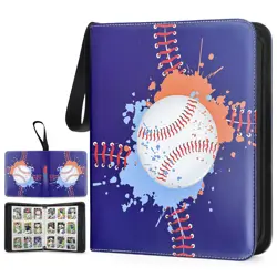 Baseball Card Binder with 50 Sleeves, 9 Pocket PU Leather Zippered Trading Ca... - Image 1