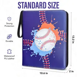 Baseball Card Binder with 50 Sleeves, 9 Pocket PU Leather Zippered Trading Ca... - Image 3