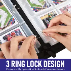 Baseball Card Binder with 50 Sleeves, 9 Pocket PU Leather Zippered Trading Ca... - Image 5