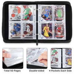 Baseball Card Binder, 400 Pockets, Premium PU Leather, Transparent Sleeves, S... - Image 2