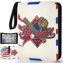 Baseball Card Binder, 400 Pockets, Premium PU Leather, Transparent Sleeves, S... - Image 1
