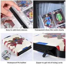 Baseball Card Binder, 400 Pockets, Premium PU Leather, Transparent Sleeves, S... - Image 3