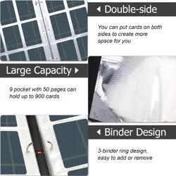 Baseball Card Binder 9 Pocket, Baseball Card Holder 900 Pockets Trading Card ... - Image 3