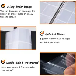 Basketball Cards Binder 400 Pockets, Trading Cards Holder Card Collectors Alb... - Image 5