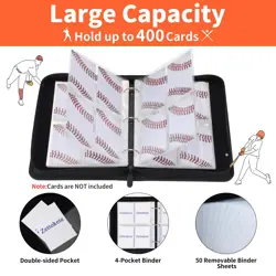 Baseball Card Binder 400 Pockets with Sleeves, Sports Card Binder with Large ... - Image 2