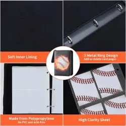 Baseball Card Binder 400 Pockets with Sleeves, Sports Card Binder with Large ... - Image 4