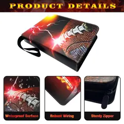 Football Card Binder with Sleeves, Trading Cards Album Fits 400 Cards with 50... - Image 4