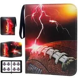 Football Card Binder with Sleeves, Trading Cards Album Fits 400 Cards with 50... - Image 1