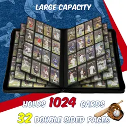 Baseball Card Binder 16 Pocket, Premium 1000+ Cards PU Cover Trading Sports C... - Image 2