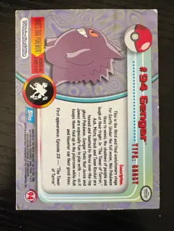 Gengar #94 2000 Topps Pokemon TV Animation Edition Series 2 Blue Logo - Image 2