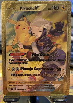 Pikachu V Foil Metal Pokemon Pokemon Fan Art Collectible Card Trading - Image 1