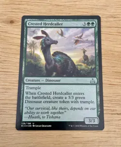 MTG Magic The Gathering Crested Herdcaller Creature Dinosaur Foil 126/196 Green - Image 1