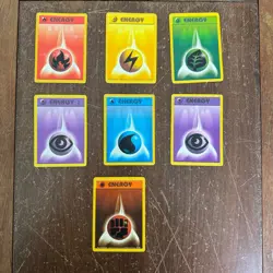 Pokemon VINTAGE 90s ENERGY Card Set USED Fire Grass Fighting Water Psychic - Image 1