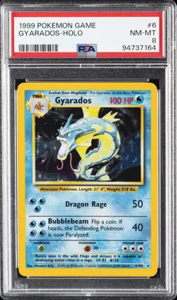 1999 POKEMON GAME #6 GYARADOS-HOLO PSA 8 - Image 1