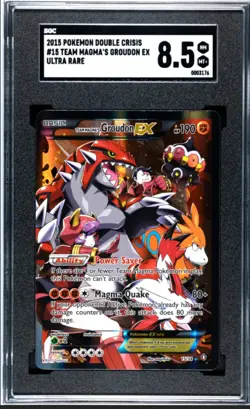2015 POKEMON XY DOUBLE CRISIS #15 FULL ART/TEAM MAGMA'S GROUDON MT+ SGC 8.5! - Image 1