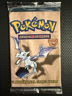 Pokemon Fossil Unlimited Edition Aerodactyl Booster Pack Sealed - Image 1