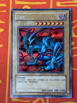 YUGIOH ZOA SECRET RARE LIGHT PLAY TFK-001 - Image 1