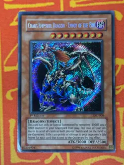YUGIOH CHAOS EMPEROR DRAGON - ENVOY OF THE END SECRET 1ST IOC-000 VERY DAMAGED - Image 1