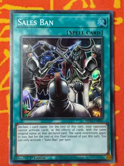 YUGIOH SALES BAN SUPER RARE 1ST NEAR MINT MP23-EN035 - Image 1