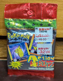 1999 Pokemon Action Flipz Premier Edition 4 Card, Factory Sealed Pack, Nintendo - Image 1