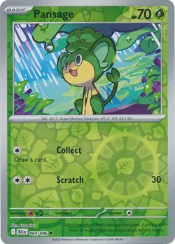 Pansage 004/086 Reverse Holo Black Bolt BLK English Pokemon Card NM - Image 1
