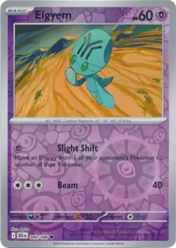 Elgyem 040/086 Reverse Holo Black Bolt BLK English Pokemon Card NM - Image 1