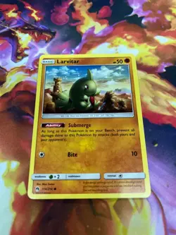 Larvitar 114/214 Sm-Lost Thunder Regular LP-Lightly Played Pokemon Card TCG - Image 1