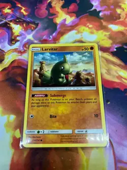 Larvitar 114/214 Sm-Lost Thunder Regular LP-Lightly Played Pokemon Card TCG - Image 3