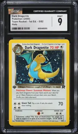 CGC 9 MINT Dark Dragonite Team Rocket 1st Edition 5/82 Holo Pokemon Card - Image 1