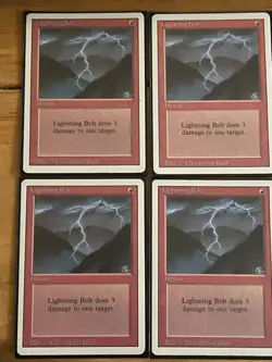 MTG: Lightning Bolt x4: Revised Edition Regular: Lightly Played - Image 1