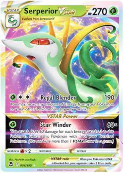 Pokemon TCG Serperior VSTAR 008/195 Silver Tempest Full Art Textured Ultra Rare - Image 1