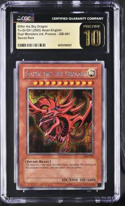 YuGiOh Slifer the Sky Dragon GBI-001 Prismatic Secret Rare CGC PRISTINE 10 Pop 2 - Image 1