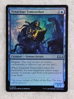 MTG Tenacious Tomeseeker FOIL - Wilds of Eldraine (WOE) #74 Magic Card U NM - Image 1