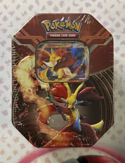 2014 Pokemon Kalos Power Tin Delphox Sealed XY Flashfire and Plasma Blast Packs - Image 1