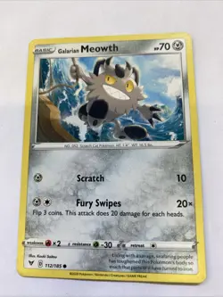 Galarian Meowth 112/185 - Pokemon TCG - Vivid Voltage Common - Image 1