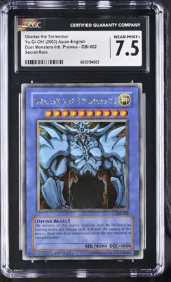 YuGiOh Obelisk the Tormentor GBI-002 Promo Secret Rare 2003 CGC 7.5 NM+ - Image 1
