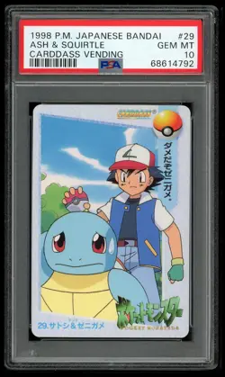 Pokemon Japanese Carddass 1998 029 Ash & Squirtle 29 Card Bandai PSA 10 68614792 - Image 1